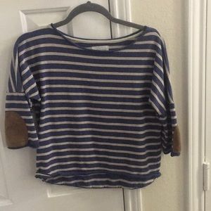 Blue and white striped crop top
